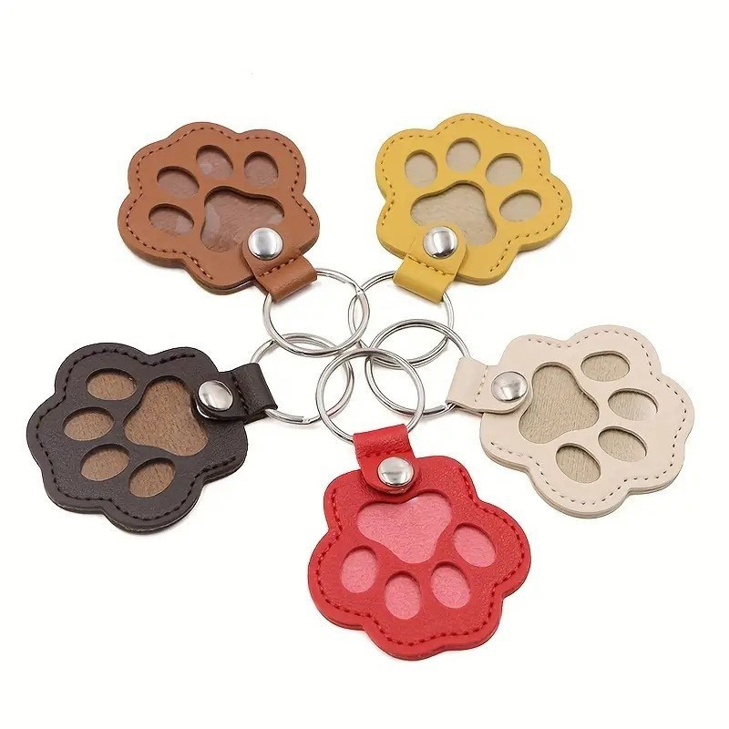 Cat Claw Shape Cat Fur Storage PU Leather Keychain (2)