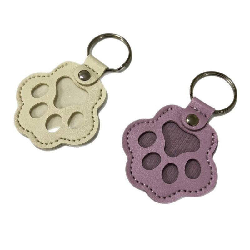 Cat Claw Shape Cat Fur Storage PU Leather Keychain (3)