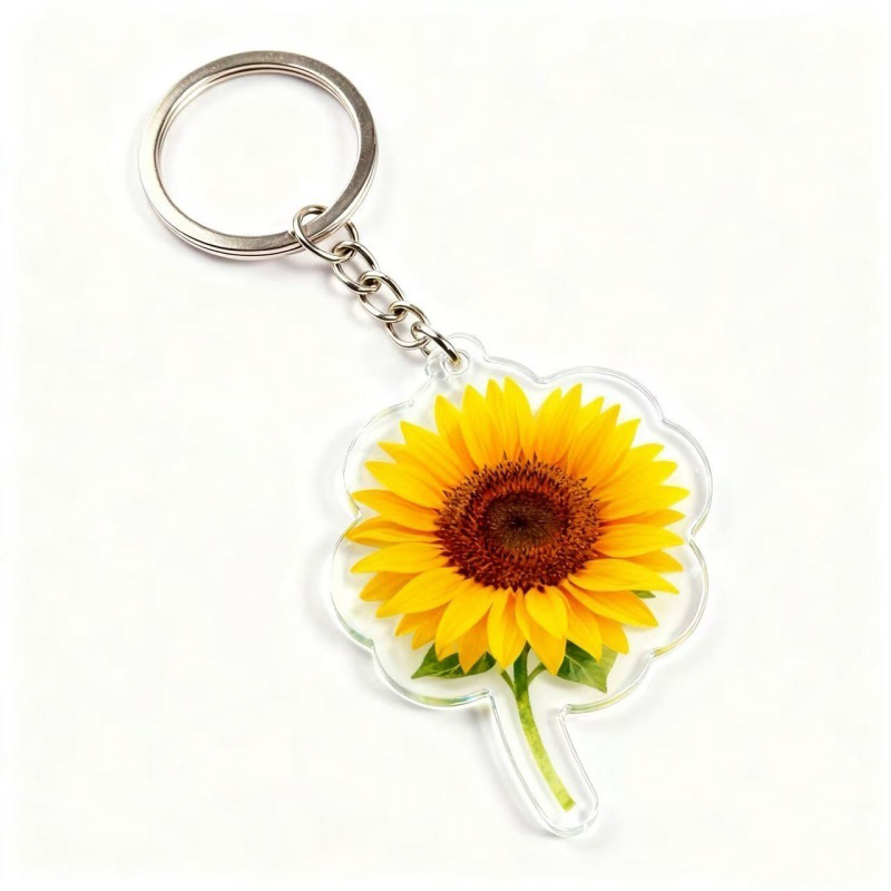 Exquisitely Printed Acrylic Keychains Featuring Flowers and Plants (2)
