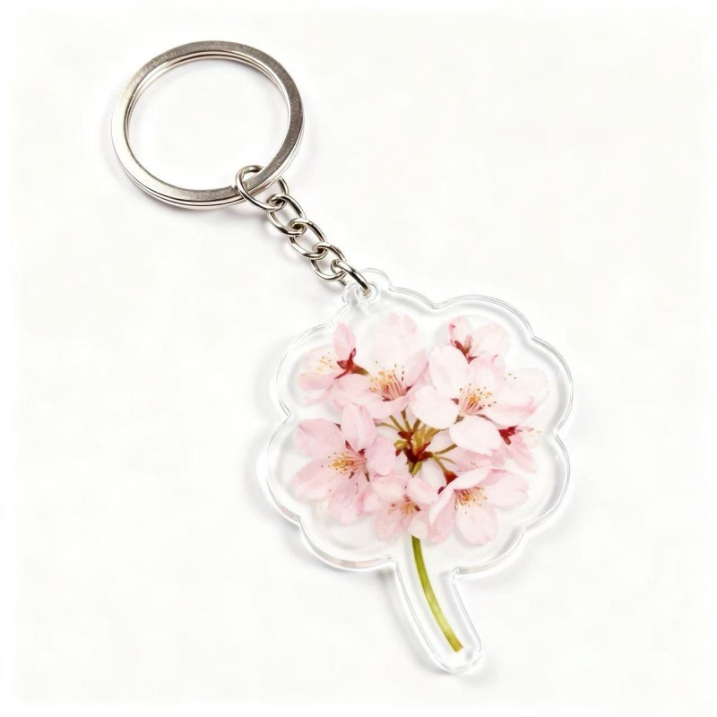 Exquisitely Printed Acrylic Keychains Featuring Flowers and Plants (4)