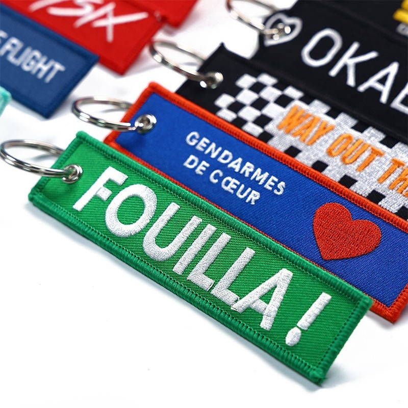 High Quality promotional gift options Embroideredwoven logo keychains (2)