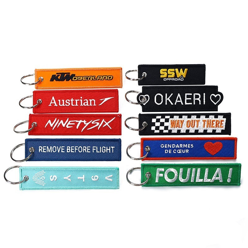 High Quality promotional gift options Embroideredwoven logo keychains (3)